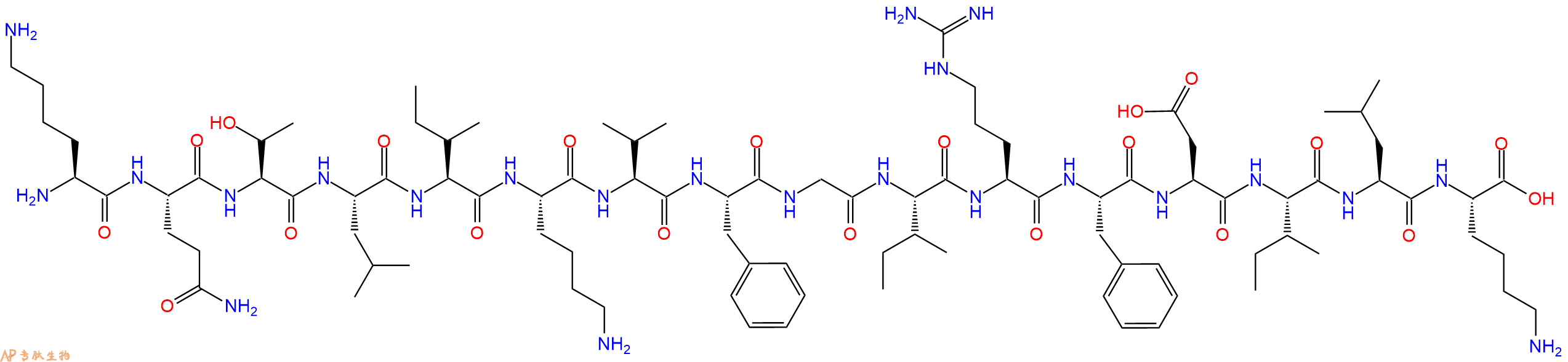专肽生物产品H2N-Lys-Gln-Thr-Leu-Ile-Lys-Val-Phe-Gly-Ile-Arg-Phe-Asp-Ile-Leu-Lys-OH