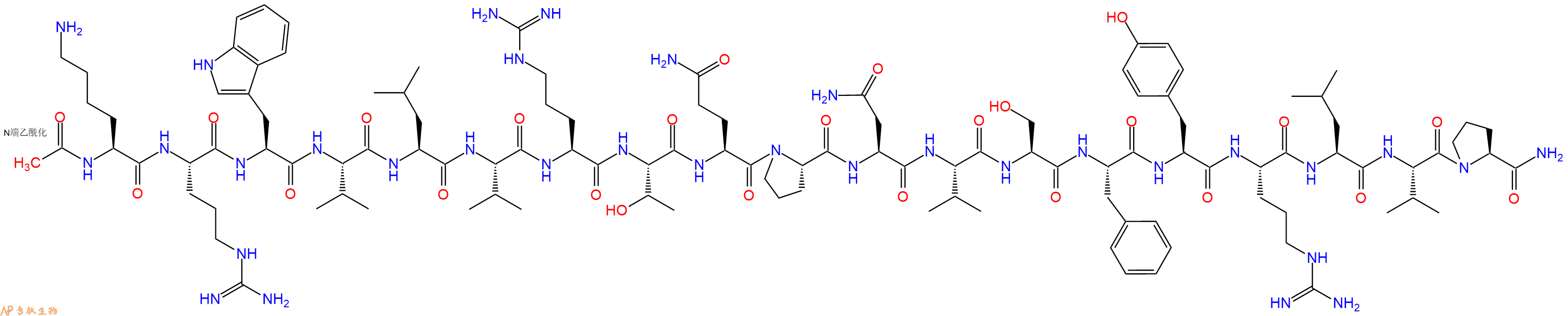 专肽生物产品Ac-Lys-Arg-Trp-Val-Leu-Val-Arg-Thr-Gln-Pro-Asn-Val-Ser-Phe-Tyr-Arg-Leu-Val-Pro-CONH2