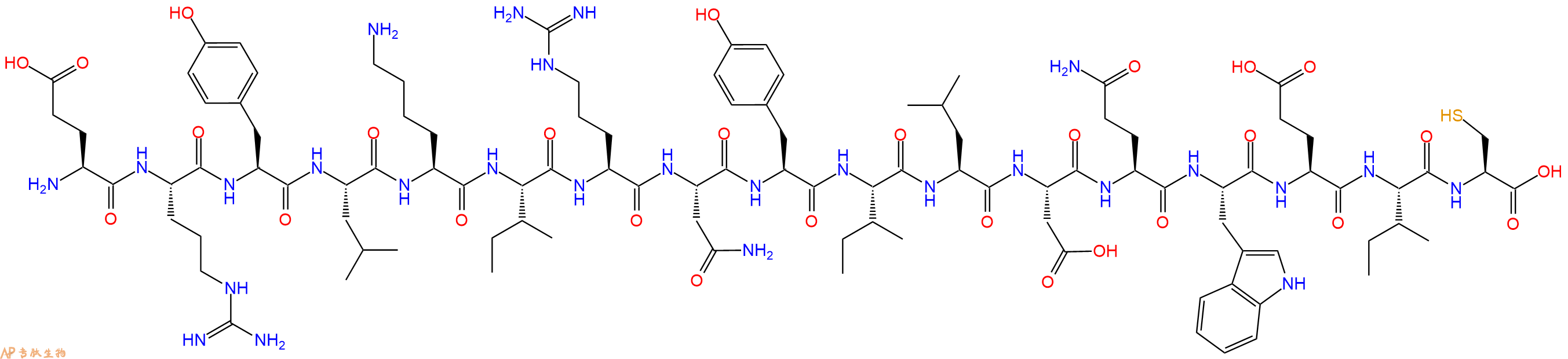 专肽生物产品H2N-Glu-Arg-Tyr-Leu-Lys-Ile-Arg-Asn-Tyr-Ile-Leu-Asp-Gln-Trp-Glu-Ile-Cys-OH