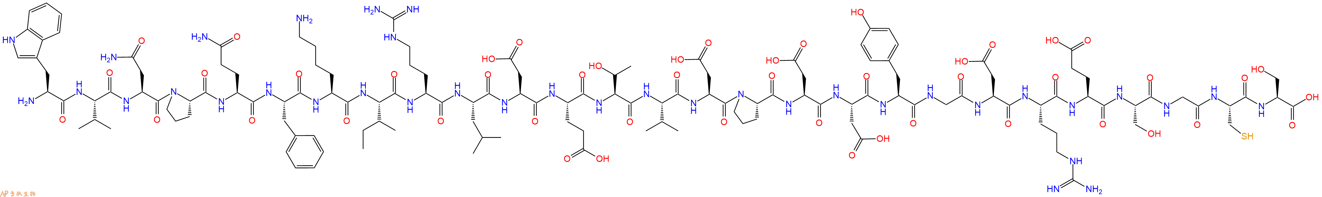 专肽生物产品H2N-Trp-Val-Asn-Pro-Gln-Phe-Lys-Ile-Arg-Leu-Asp-Glu-Thr-Val-Asp-Pro-Asp-Asp-Tyr-Gly-Asp-Arg-Glu-Ser-Gly-Cys-Ser-OH