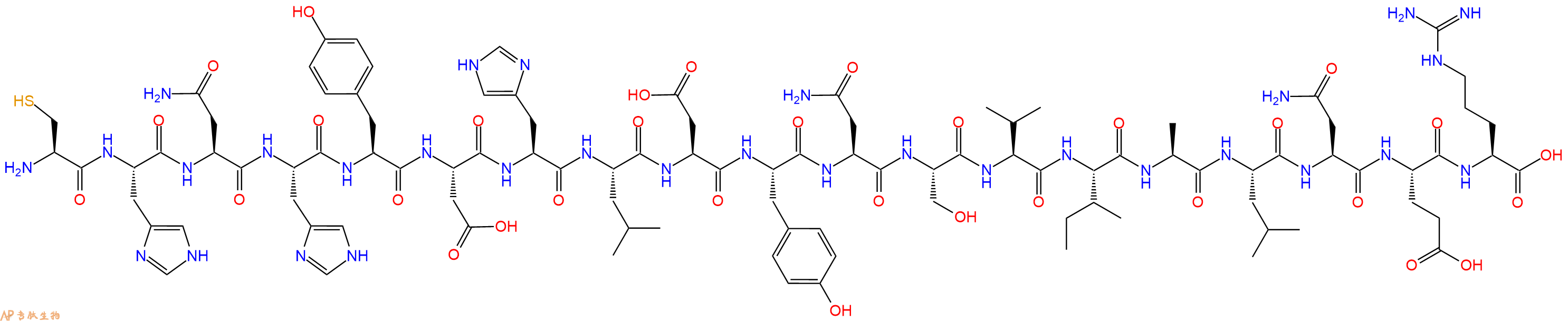 专肽生物产品H2N-Cys-His-Asn-His-Tyr-Asp-His-Leu-Asp-Tyr-Asn-Ser-Val-Ile-Ala-Leu-Asn-Glu-Arg-OH