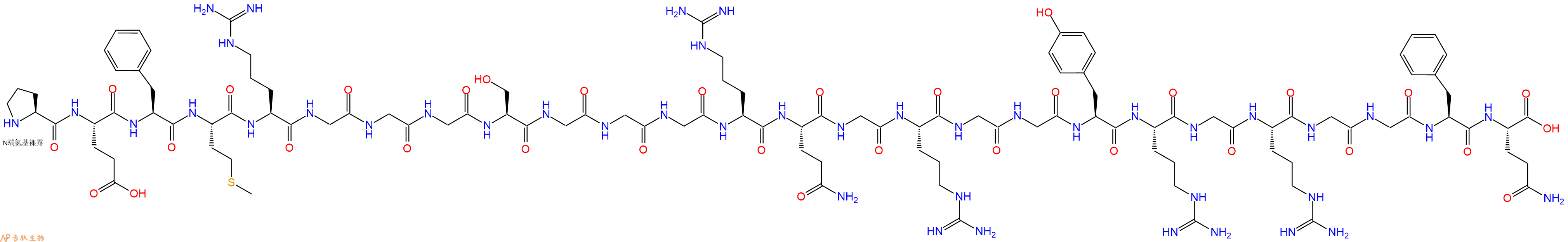 专肽生物产品H2N-Pro-Glu-Phe-Met-Arg-Gly-Gly-Gly-Ser-Gly-Gly-Gly-Arg-Gln-Gly-Arg-Gly-Gly-Tyr-Arg-Gly-Arg-Gly-Gly-Phe-Gln-OH