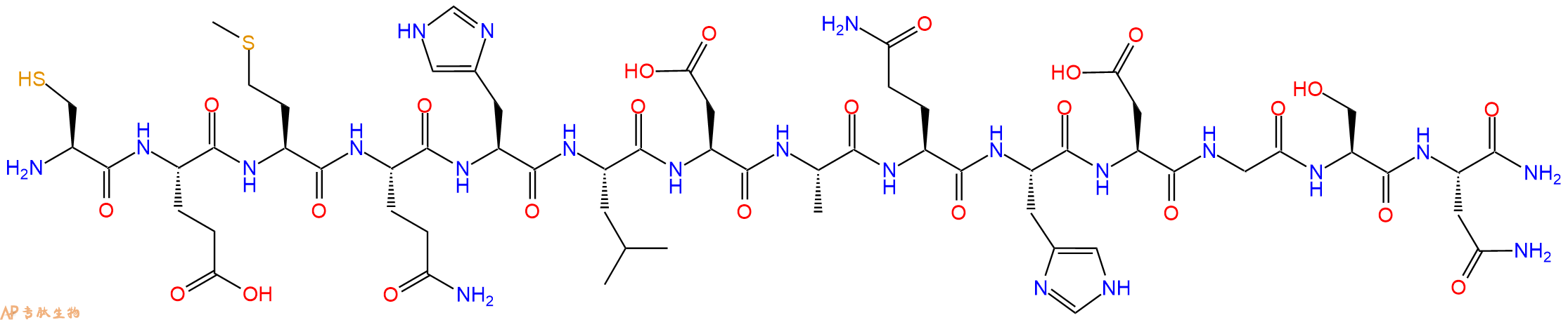 专肽生物产品H2N-Cys-Glu-Met-Gln-His-Leu-Asp-Ala-Gln-His-Asp-Gly-Ser-Asn-CONH2