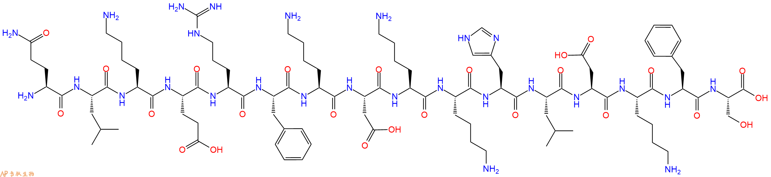 专肽生物产品H2N-Gln-Leu-Lys-Glu-Arg-Phe-Lys-Asp-Lys-Lys-His-Leu-Asp-Lys-Phe-Ser-OH