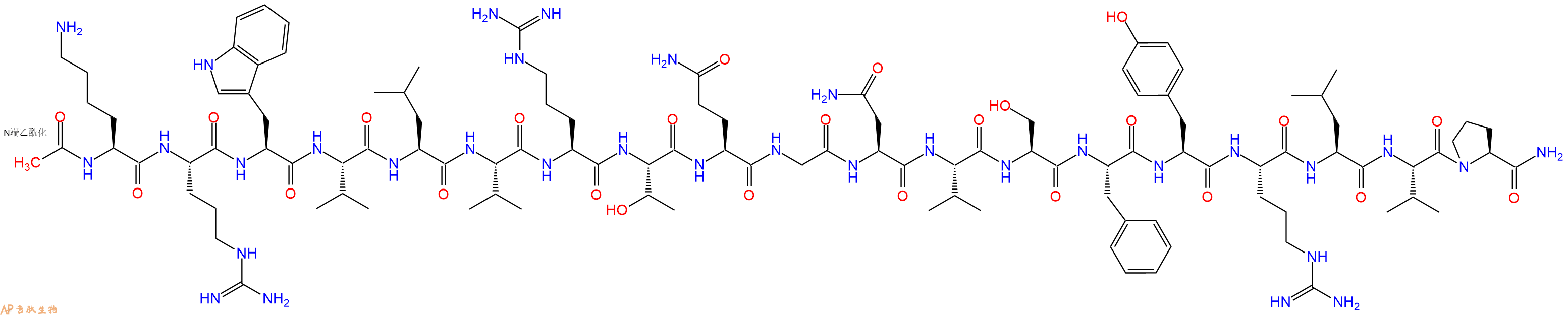 专肽生物产品Ac-Lys-Arg-Trp-Val-Leu-Val-Arg-Thr-Gln-Gly-Asn-Val-Ser-Phe-Tyr-Arg-Leu-Val-Pro-CONH2