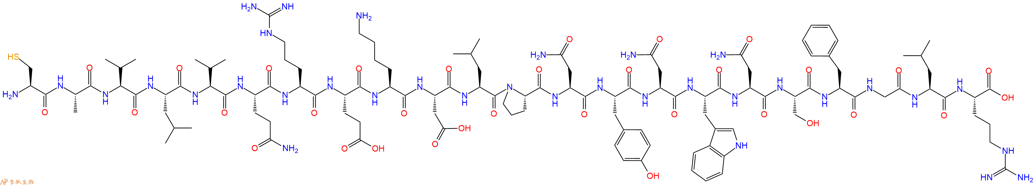 专肽生物产品H2N-Cys-Ala-Val-Leu-Val-Gln-Arg-Glu-Lys-Asp-Leu-Pro-Asn-Tyr-Asn-Trp-Asn-Ser-Phe-Gly-Leu-Arg-OH