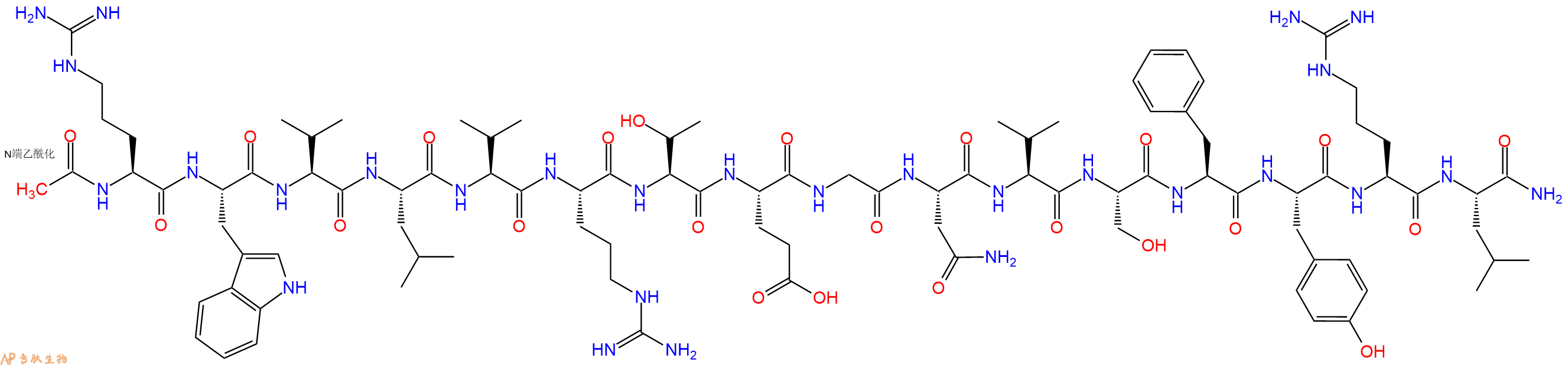 专肽生物产品Ac-Arg-Trp-Val-Leu-Val-Arg-Thr-Glu-Gly-Asn-Val-Ser-Phe-Tyr-Arg-Leu-CONH2