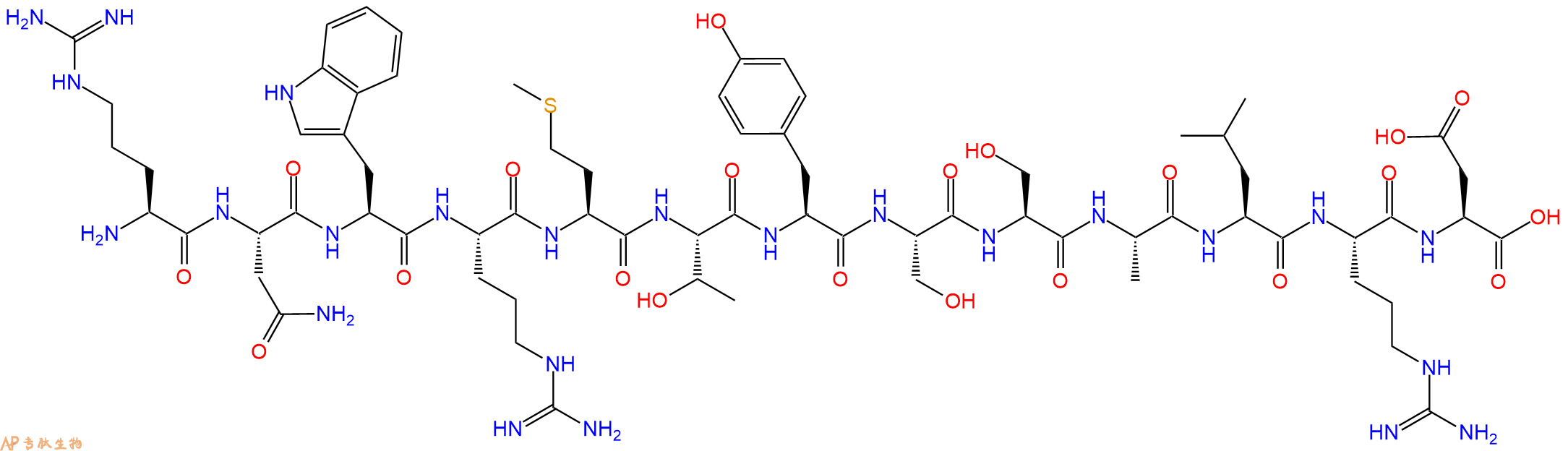 专肽生物产品H2N-Arg-Asn-Trp-Arg-Met-Thr-Tyr-Ser-Ser-Ala-Leu-Arg-Asp-OH