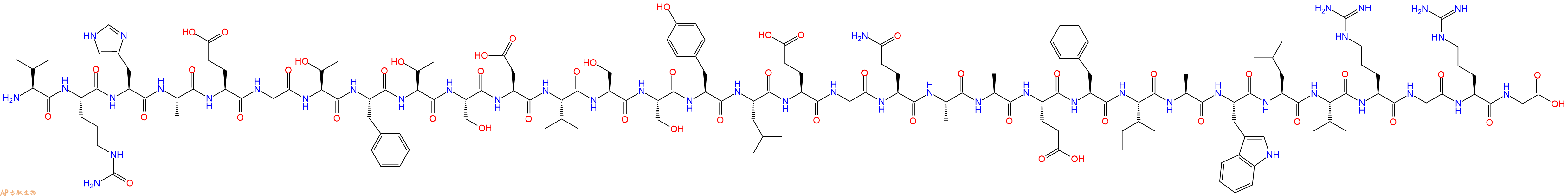 专肽生物产品H2N-Val-Cit-His-Ala-Glu-Gly-Thr-Phe-Thr-Ser-Asp-Val-Ser-Ser-Tyr-Leu-Glu-Gly-Gln-Ala-Ala-Glu-Phe-Ile-Ala-Trp-Leu-Val-Arg-Gly-Arg-Gly-OH