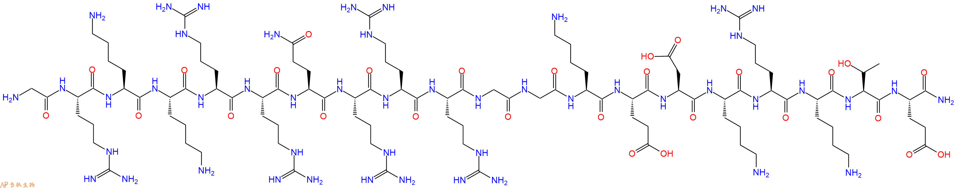 专肽生物产品H2N-Gly-Arg-Lys-Lys-Arg-Arg-Gln-Arg-Arg-Arg-Gly-Gly-Lys-Glu-Asp-Lys-Arg-Lys-Thr-Glu-CONH2