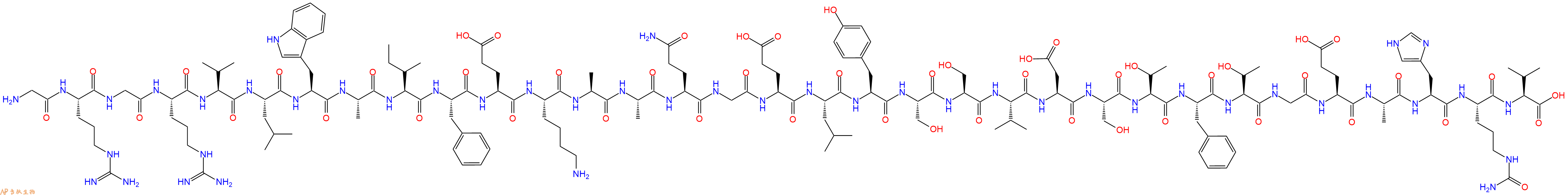 专肽生物产品H2N-Gly-Arg-Gly-Arg-Val-Leu-Trp-Ala-Ile-Phe-Glu-Lys-Ala-Ala-Gln-Gly-Glu-Leu-Tyr-Ser-Ser-Val-Asp-Ser-Thr-Phe-Thr-Gly-Glu-Ala-His-Cit-Val-OH