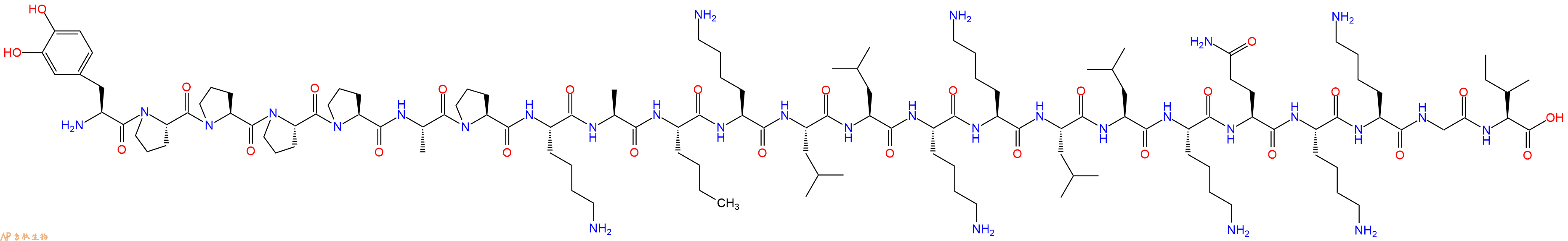 专肽生物产品H2N-DOPA-Pro-Pro-Pro-Pro-Ala-Pro-Lys-Ala-Nle-Lys-Leu-Leu-Lys-Lys-Leu-Leu-Lys-Gln-Lys-Lys-Gly-Ile-OH