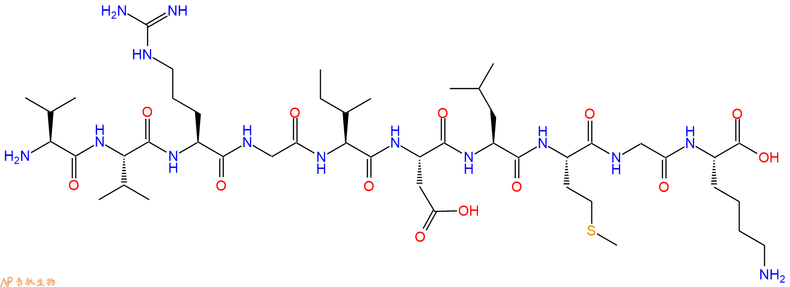 专肽生物产品H2N-Val-Val-Arg-Gly-Ile-Asp-Leu-Met-Gly-Lys-OH