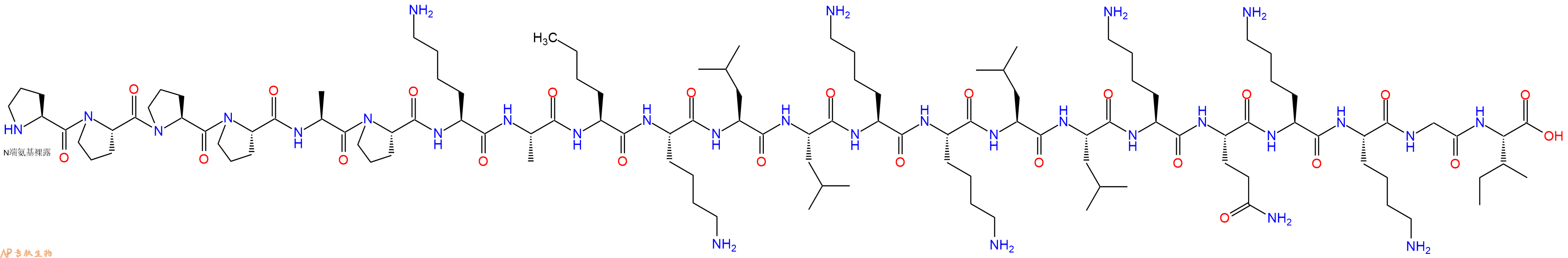 专肽生物产品H2N-Pro-Pro-Pro-Pro-Ala-Pro-Lys-Ala-Nle-Lys-Leu-Leu-Lys-Lys-Leu-Leu-Lys-Gln-Lys-Lys-Gly-Ile-OH