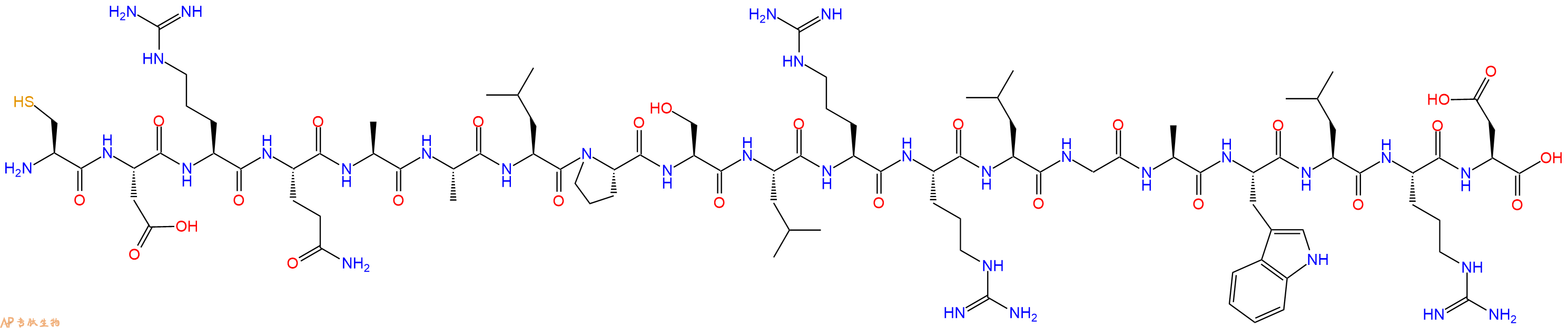 专肽生物产品H2N-Cys-Asp-Arg-Gln-Ala-Ala-Leu-Pro-Ser-Leu-Arg-Arg-Leu-Gly-Ala-Trp-Leu-Arg-Asp-OH