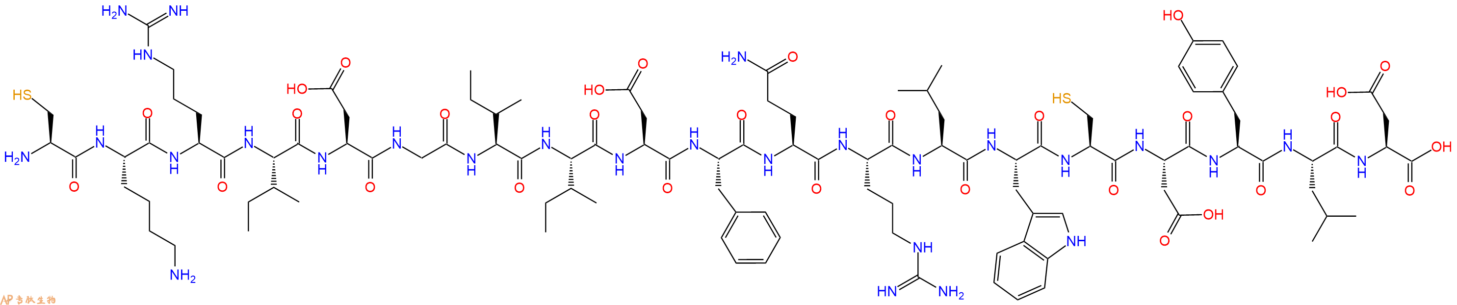 专肽生物产品H2N-Cys-Lys-Arg-Ile-Asp-Gly-Ile-Ile-Asp-Phe-Gln-Arg-Leu-Trp-Cys-Asp-Tyr-Leu-Asp-OH