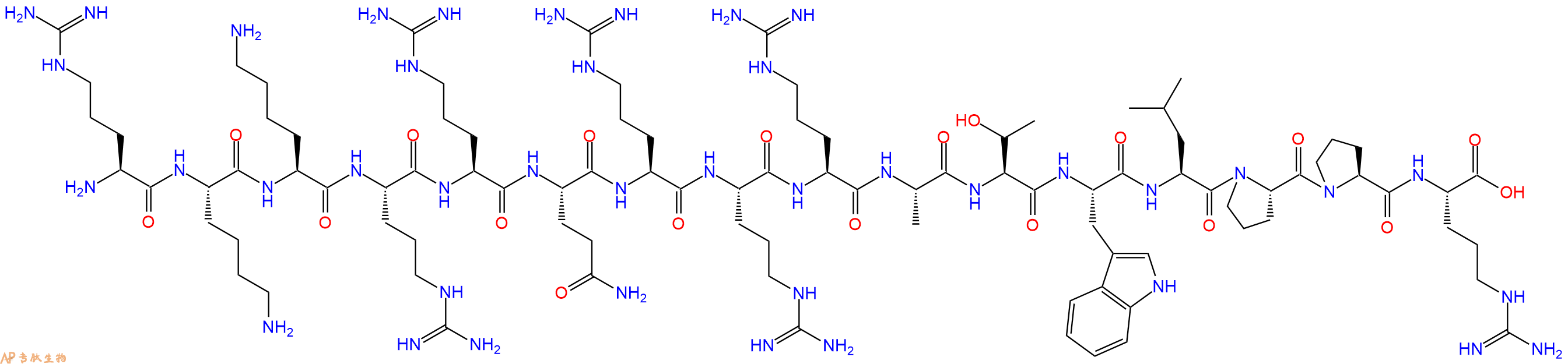 专肽生物产品H2N-Arg-Lys-Lys-Arg-Arg-Gln-Arg-Arg-Arg-Ala-Thr-Trp-Leu-Pro-Pro-Arg-OH