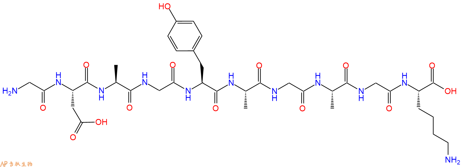 专肽生物产品H2N-Gly-Asp-Ala-Gly-Tyr-Ala-Gly-Ala-Gly-Lys-OH