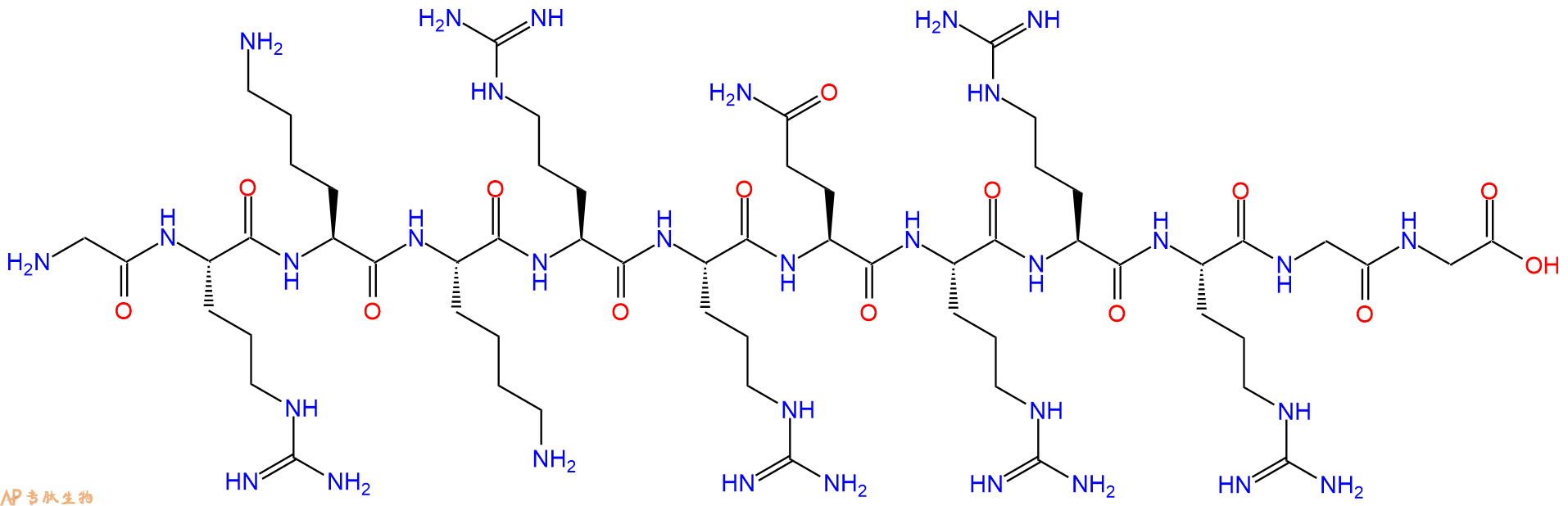 专肽生物产品H2N-Gly-Arg-Lys-Lys-Arg-Arg-Gln-Arg-Arg-Arg-Gly-Gly-OH