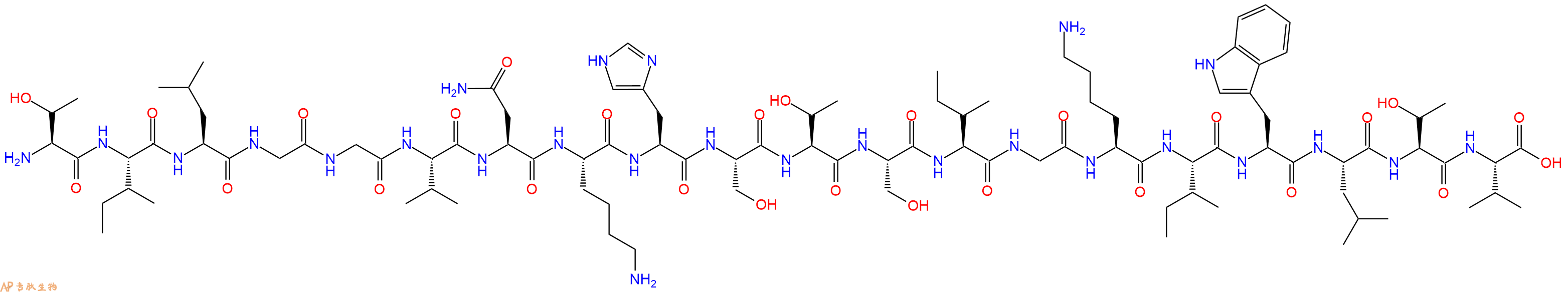 专肽生物产品H2N-Thr-Ile-Leu-Gly-Gly-Val-Asn-Lys-His-Ser-Thr-Ser-Ile-Gly-Lys-Ile-Trp-Leu-Thr-Val-OH