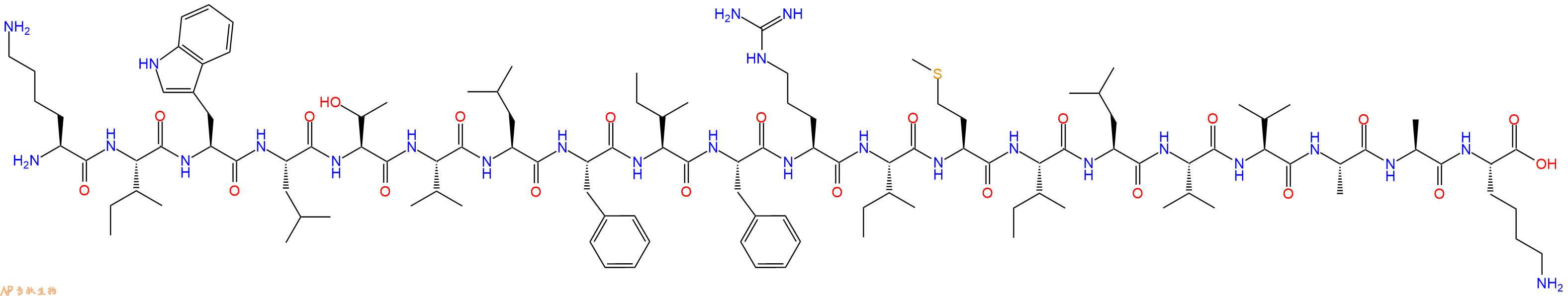专肽生物产品H2N-Lys-Ile-Trp-Leu-Thr-Val-Leu-Phe-Ile-Phe-Arg-Ile-Met-Ile-Leu-Val-Val-Ala-Ala-Lys-OH