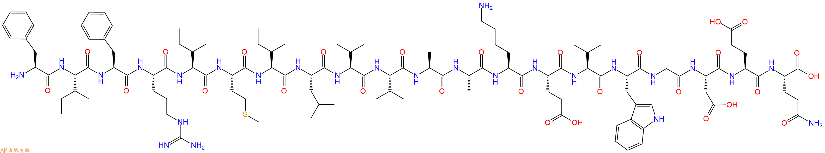 专肽生物产品H2N-Phe-Ile-Phe-Arg-Ile-Met-Ile-Leu-Val-Val-Ala-Ala-Lys-Glu-Val-Trp-Gly-Asp-Glu-Gln-OH