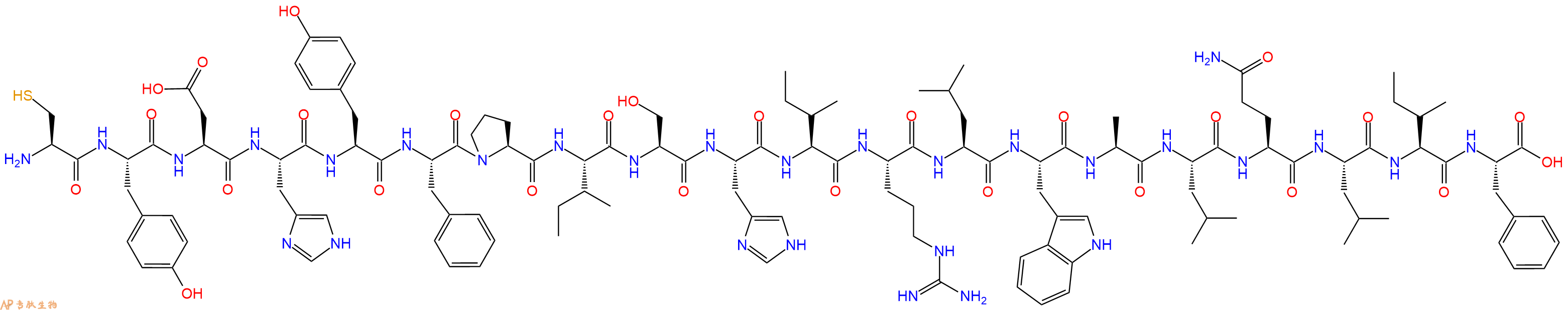 专肽生物产品H2N-Cys-Tyr-Asp-His-Tyr-Phe-Pro-Ile-Ser-His-Ile-Arg-Leu-Trp-Ala-Leu-Gln-Leu-Ile-Phe-OH