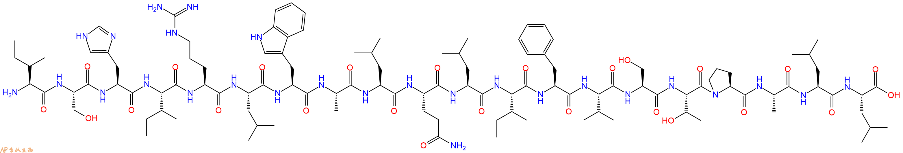专肽生物产品H2N-Ile-Ser-His-Ile-Arg-Leu-Trp-Ala-Leu-Gln-Leu-Ile-Phe-Val-Ser-Thr-Pro-Ala-Leu-Leu-OH