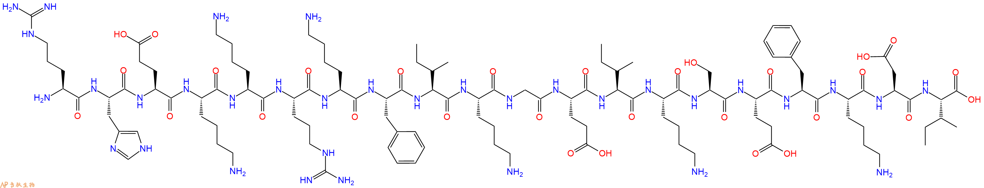 专肽生物产品H2N-Arg-His-Glu-Lys-Lys-Arg-Lys-Phe-Ile-Lys-Gly-Glu-Ile-Lys-Ser-Glu-Phe-Lys-Asp-Ile-OH
