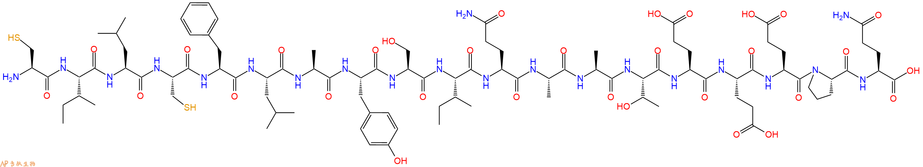 专肽生物产品H2N-Cys-Ile-Leu-Cys-Phe-Leu-Ala-Tyr-Ser-Ile-Gln-Ala-Ala-Thr-Glu-Glu-Glu-Pro-Gln-OH