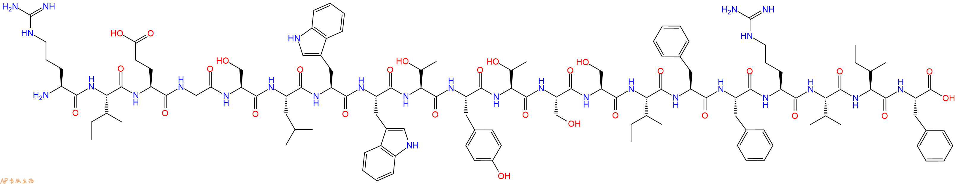 专肽生物产品H2N-Arg-Ile-Glu-Gly-Ser-Leu-Trp-Trp-Thr-Tyr-Thr-Ser-Ser-Ile-Phe-Phe-Arg-Val-Ile-Phe-OH