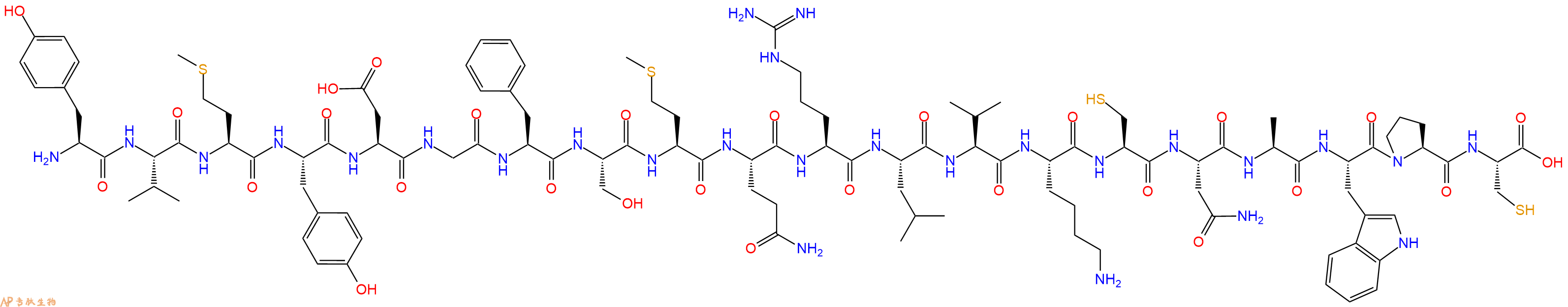 专肽生物产品H2N-Tyr-Val-Met-Tyr-Asp-Gly-Phe-Ser-Met-Gln-Arg-Leu-Val-Lys-Cys-Asn-Ala-Trp-Pro-Cys-OH