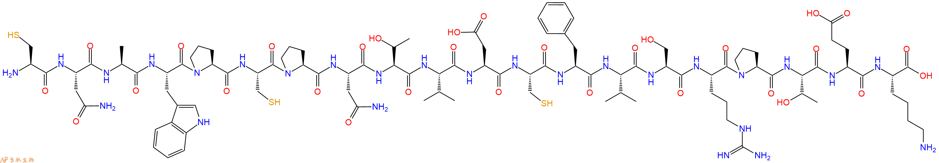 专肽生物产品H2N-Cys-Asn-Ala-Trp-Pro-Cys-Pro-Asn-Thr-Val-Asp-Cys-Phe-Val-Ser-Arg-Pro-Thr-Glu-Lys-OH