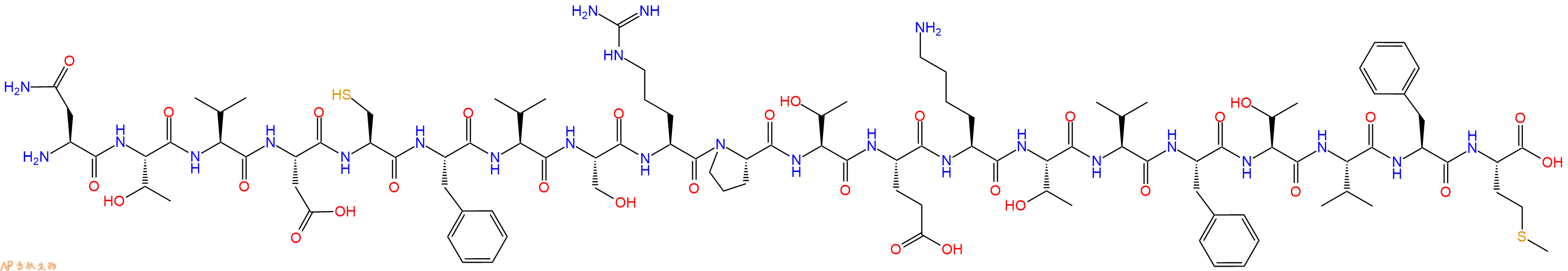 专肽生物产品H2N-Asn-Thr-Val-Asp-Cys-Phe-Val-Ser-Arg-Pro-Thr-Glu-Lys-Thr-Val-Phe-Thr-Val-Phe-Met-OH