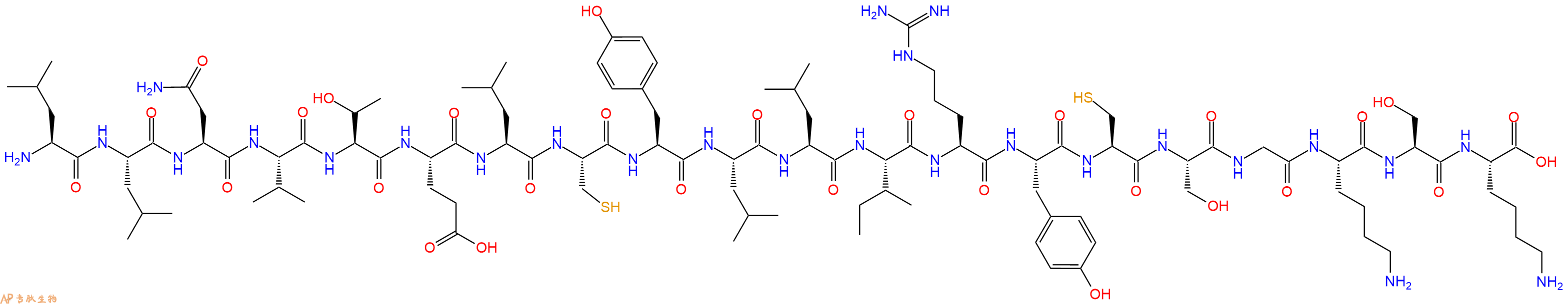 专肽生物产品H2N-Leu-Leu-Asn-Val-Thr-Glu-Leu-Cys-Tyr-Leu-Leu-Ile-Arg-Tyr-Cys-Ser-Gly-Lys-Ser-Lys-OH