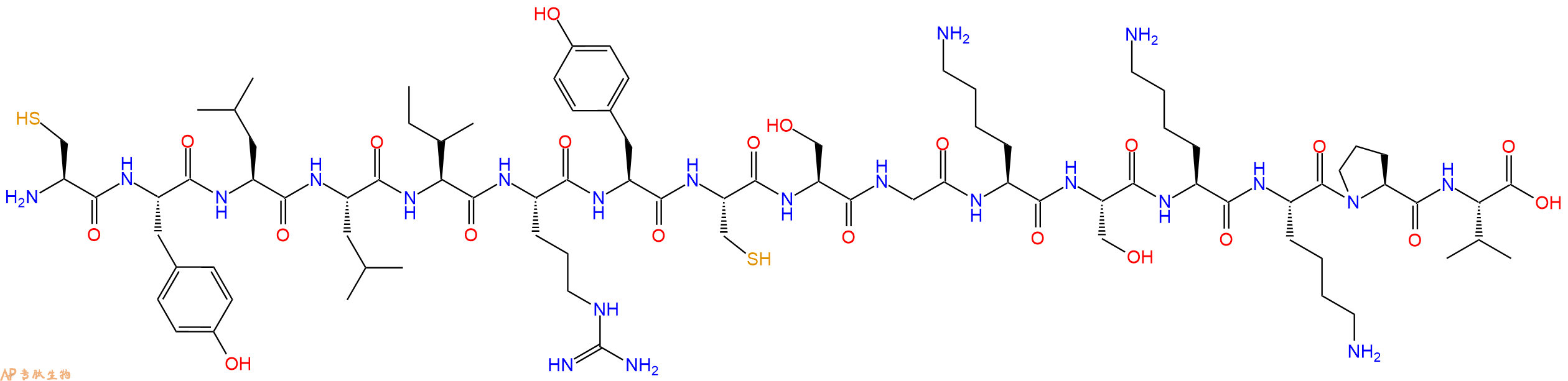 专肽生物产品H2N-Cys-Tyr-Leu-Leu-Ile-Arg-Tyr-Cys-Ser-Gly-Lys-Ser-Lys-Lys-Pro-Val-OH