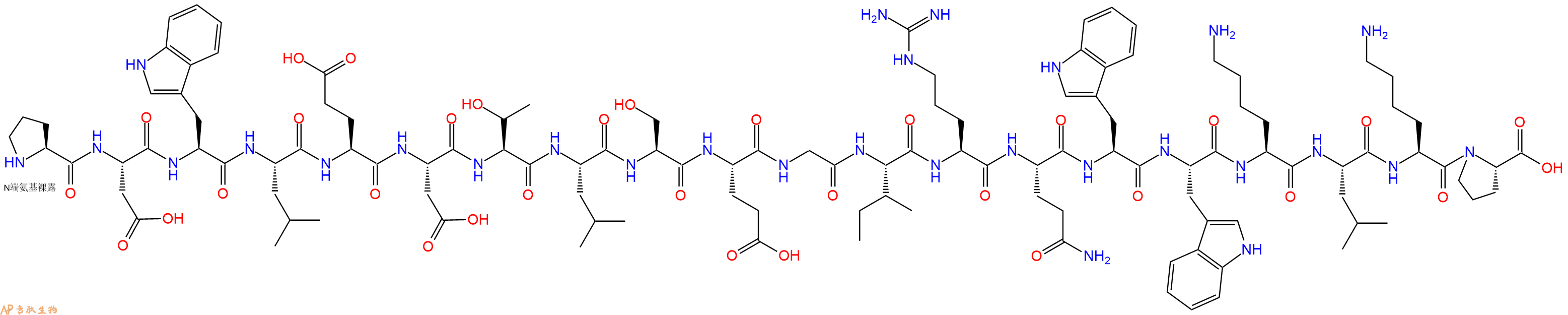 专肽生物产品H2N-Pro-Asp-Trp-Leu-Glu-Asp-Thr-Leu-Ser-Glu-Gly-Ile-Arg-Gln-Trp-Trp-Lys-Leu-Lys-Pro-OH