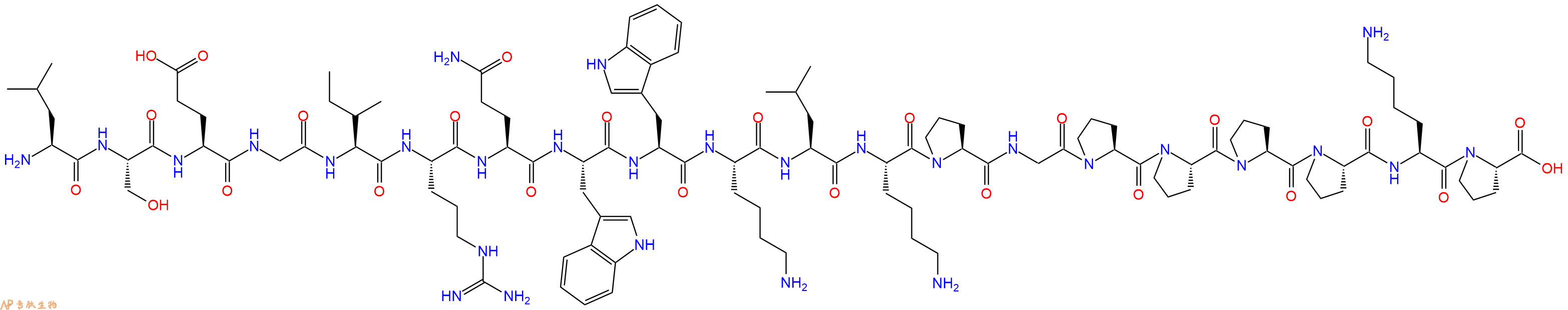 专肽生物产品H2N-Leu-Ser-Glu-Gly-Ile-Arg-Gln-Trp-Trp-Lys-Leu-Lys-Pro-Gly-Pro-Pro-Pro-Pro-Lys-Pro-OH