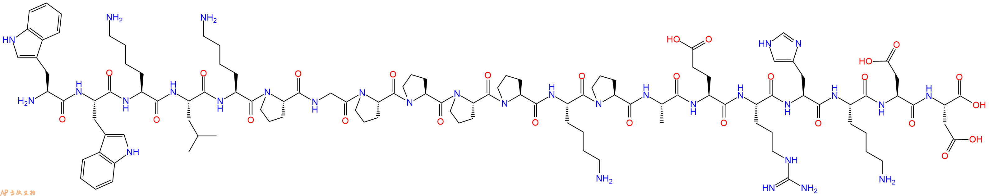 专肽生物产品H2N-Trp-Trp-Lys-Leu-Lys-Pro-Gly-Pro-Pro-Pro-Pro-Lys-Pro-Ala-Glu-Arg-His-Lys-Asp-Asp-OH