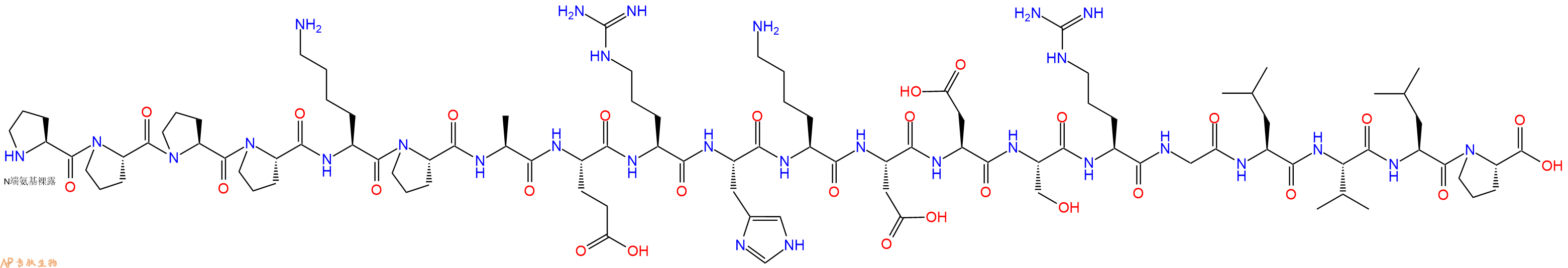 专肽生物产品H2N-Pro-Pro-Pro-Pro-Lys-Pro-Ala-Glu-Arg-His-Lys-Asp-Asp-Ser-Arg-Gly-Leu-Val-Leu-Pro-OH