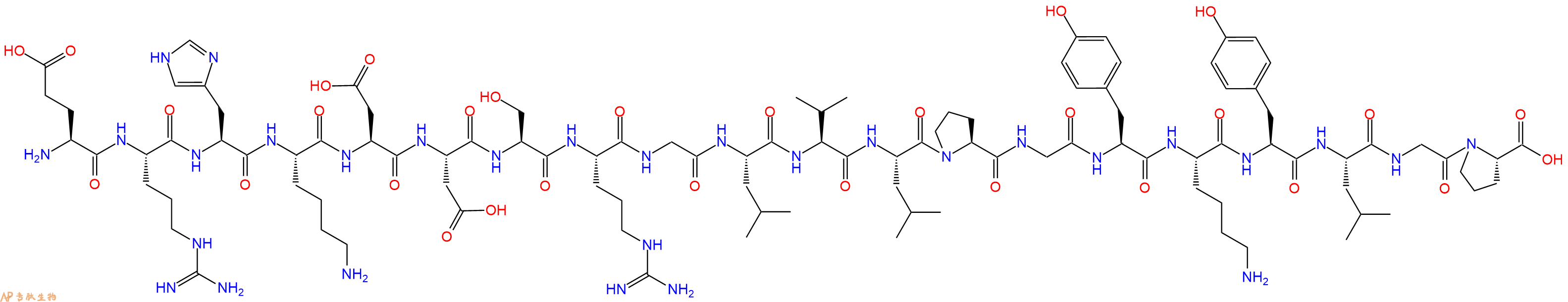 专肽生物产品H2N-Glu-Arg-His-Lys-Asp-Asp-Ser-Arg-Gly-Leu-Val-Leu-Pro-Gly-Tyr-Lys-Tyr-Leu-Gly-Pro-OH