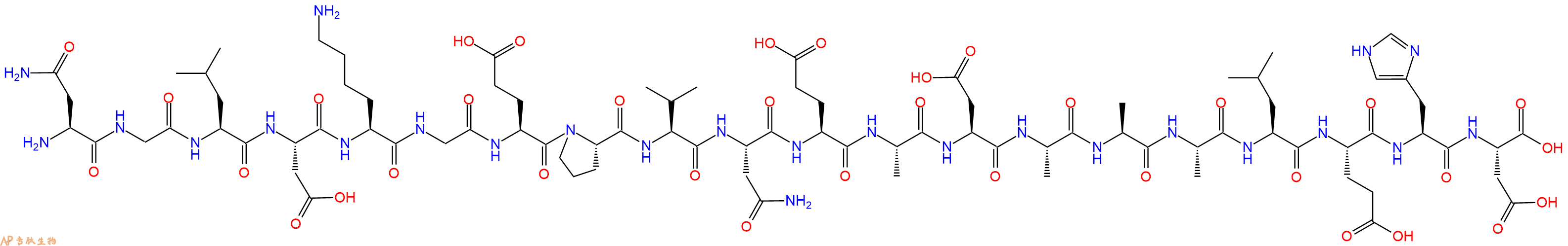 专肽生物产品H2N-Asn-Gly-Leu-Asp-Lys-Gly-Glu-Pro-Val-Asn-Glu-Ala-Asp-Ala-Ala-Ala-Leu-Glu-His-Asp-OH