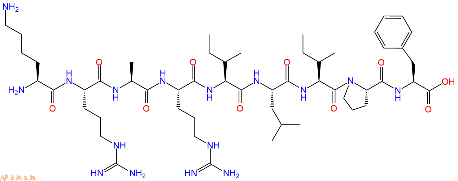 专肽生物产品H2N-Lys-Arg-Ala-Arg-Ile-Leu-Ile-Pro-Phe-OH