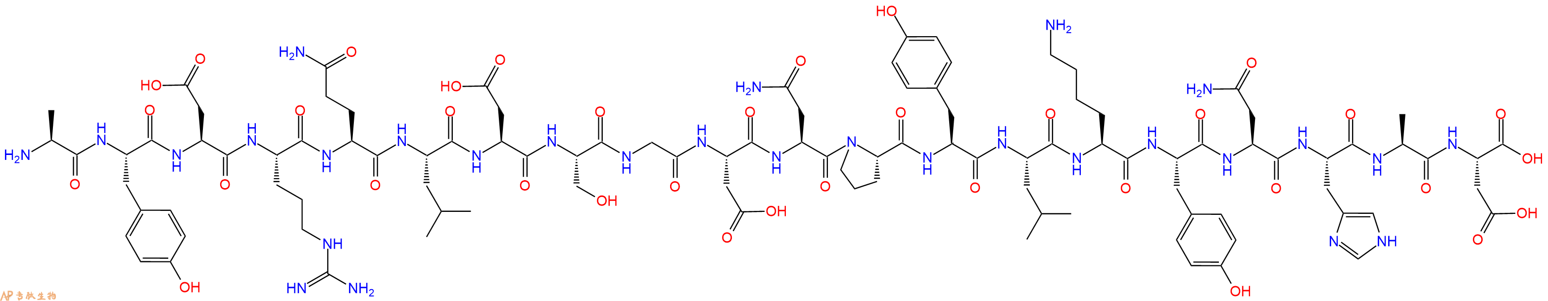 专肽生物产品H2N-Ala-Tyr-Asp-Arg-Gln-Leu-Asp-Ser-Gly-Asp-Asn-Pro-Tyr-Leu-Lys-Tyr-Asn-His-Ala-Asp-OH