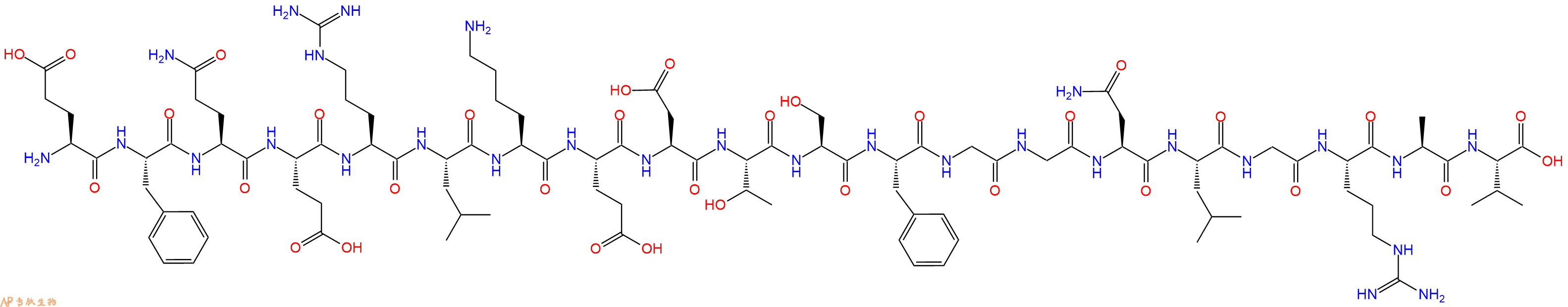 专肽生物产品H2N-Glu-Phe-Gln-Glu-Arg-Leu-Lys-Glu-Asp-Thr-Ser-Phe-Gly-Gly-Asn-Leu-Gly-Arg-Ala-Val-OH