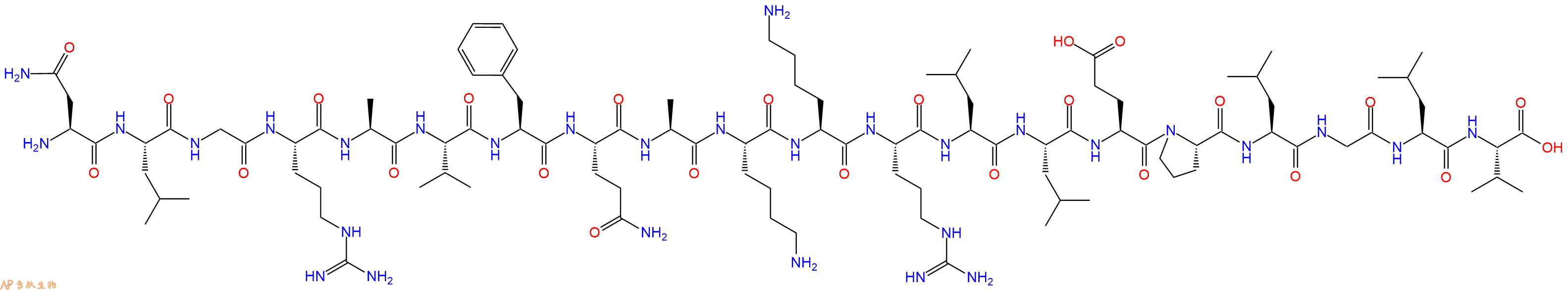 专肽生物产品H2N-Asn-Leu-Gly-Arg-Ala-Val-Phe-Gln-Ala-Lys-Lys-Arg-Leu-Leu-Glu-Pro-Leu-Gly-Leu-Val-OH