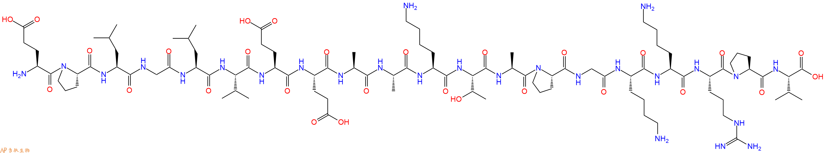 专肽生物产品H2N-Glu-Pro-Leu-Gly-Leu-Val-Glu-Glu-Ala-Ala-Lys-Thr-Ala-Pro-Gly-Lys-Lys-Arg-Pro-Val-OH