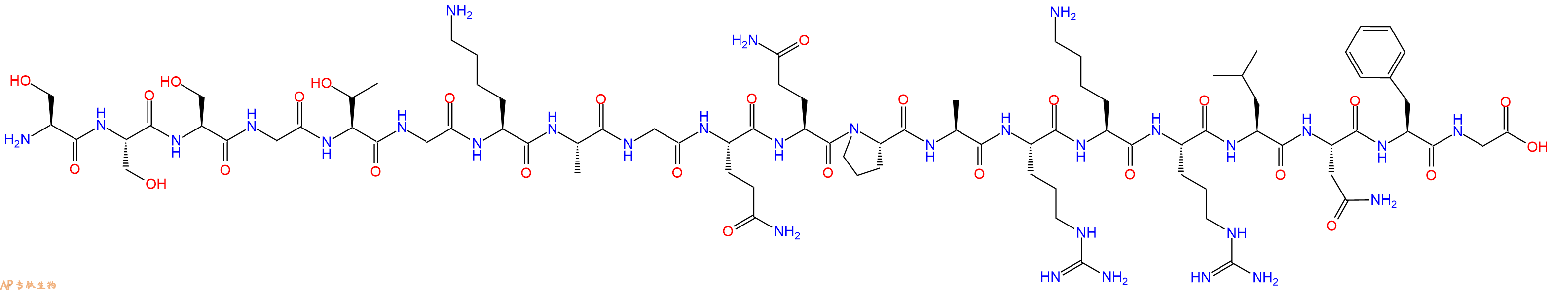 专肽生物产品H2N-Ser-Ser-Ser-Gly-Thr-Gly-Lys-Ala-Gly-Gln-Gln-Pro-Ala-Arg-Lys-Arg-Leu-Asn-Phe-Gly-OH