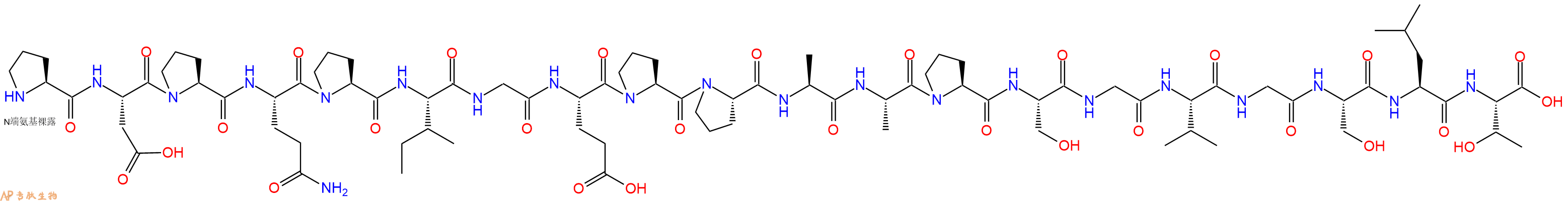 专肽生物产品H2N-Pro-Asp-Pro-Gln-Pro-Ile-Gly-Glu-Pro-Pro-Ala-Ala-Pro-Ser-Gly-Val-Gly-Ser-Leu-Thr-OH