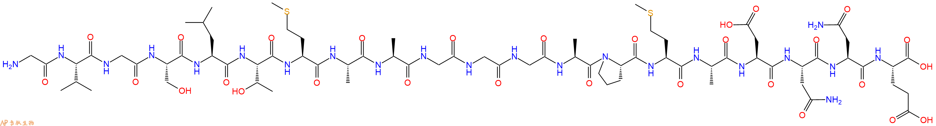 专肽生物产品H2N-Gly-Val-Gly-Ser-Leu-Thr-Met-Ala-Ala-Gly-Gly-Gly-Ala-Pro-Met-Ala-Asp-Asn-Asn-Glu-OH
